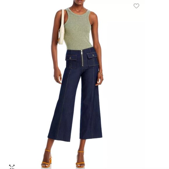 CINQ A SEPT Cropped wide leg Azure Jeans in Indigo - Picture 12 of 13